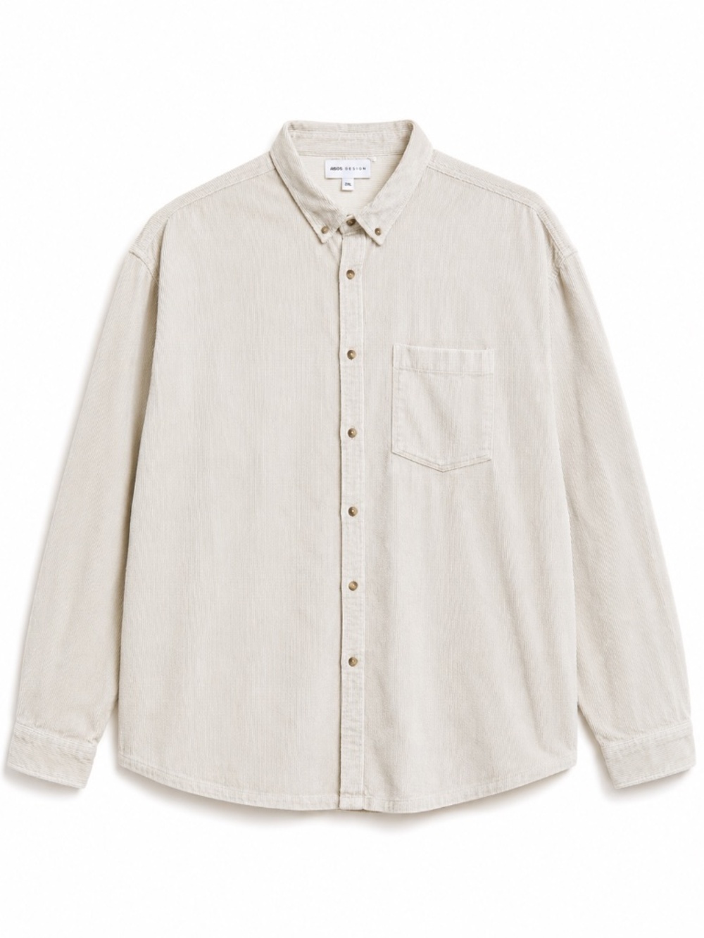 ASOS Design Men’s Corduroy Button Down Shirt 2XL Cream Beige Oversized Cotton